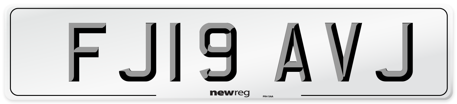 FJ19 AVJ Number Plate from New Reg
